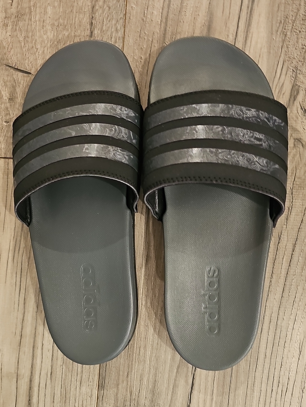 adidas Men’s Gray and Black Slide Sandals